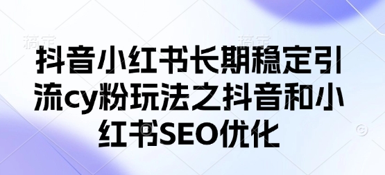 抖音小红书长期稳定引流cy粉玩法之抖音和小红书SEO优化-洪烁网创