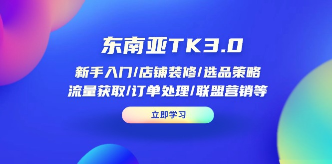 (14208期)东南亚TK3.0:新手入门/店铺装修/选品策略/流量获取/订单处理/联盟营销等-洪烁网创