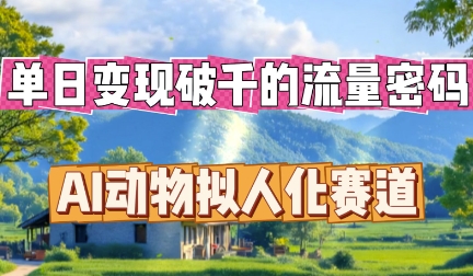 单日变现破k的流量密码，AI动物拟人化赛道-洪烁网创