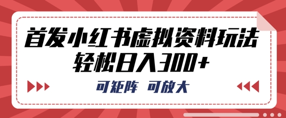 首发小红书虚拟资料玩法,可矩阵,可放大,轻松日入3张-洪烁网创
