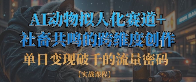 单日变现破千的流量密码，AI动物拟人化赛道+社畜共鸣的跨维度创作-洪烁网创