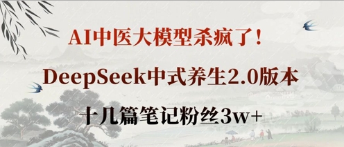 AI中医大模型杀疯了！DeepSeek中式养生2.0版本，十几篇笔记粉丝3w+-洪烁网创