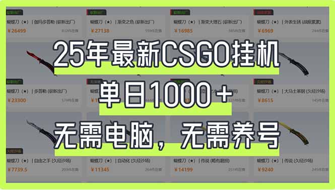(14178期)25年最新CSGO挂机系统,单日1000+,无需电脑,无需养号,0基础可上手-洪烁网创