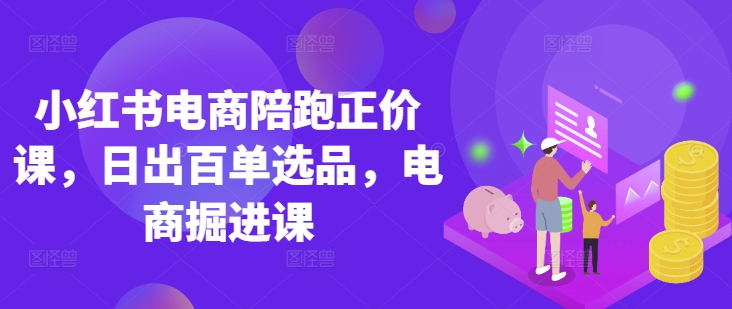 小红书电商陪跑正价课,小红书官方认证电商讲师教学,日出百单选品,电商掘进课-洪烁网创