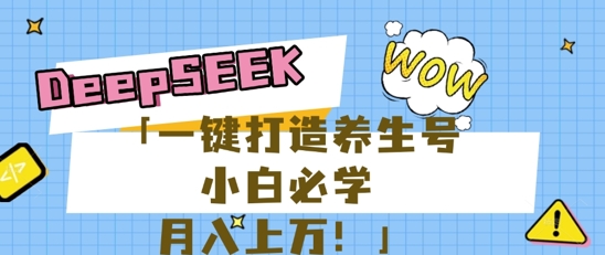 25年最新风口，用DeepSeek做养生号，小白必学，日入数张，一条作品涨粉1W+-洪烁网创