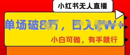 小红书无人直播,纯小白可做,有手就行,单场直播销售额破8w-洪烁网创
