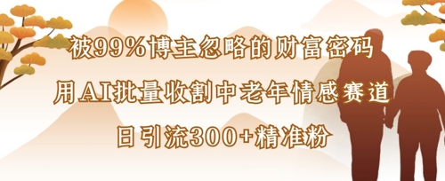 被99%博主忽略的财富密码:用AI批量收割中老年情感赛道,日引流300+精准粉-洪烁网创