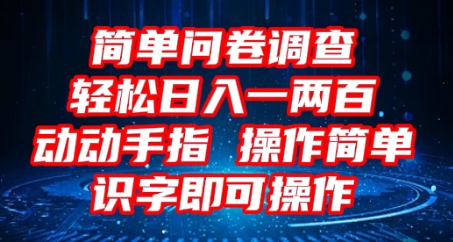 2025问卷调查项目,操作简单动动手指,每天轻松日入1张,识字就能操作-洪烁网创