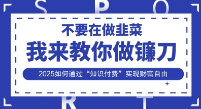 韭菜生涯终结者,我来教你做镰刀,2025如何通过“知识付费”实现财F自由【揭秘】-洪烁网创