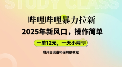 哔哩哔哩暴力拉新：2025年新风口，一单12元，一天数张(附开白渠道和保姆级教程)-洪烁网创